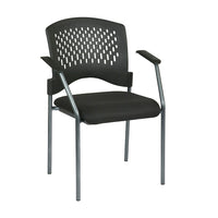 Pro-Line – Fauteuil pour visiteur avec accoudoirs et pellicule plastique ventilée autour du dossier, noir-Siège rembourré en tissu noir