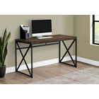 Monarch Specialties - Bureau d'ordinateur  I 7450, 48 po de longueur, style bois vieilli brun et métal noir-Surface de table épaisse