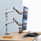 SHOPPINGALL Bras de moniteur extra-long à double vérin à gaz, empilé verticalement, pour écrans 15"-32" -SA-GA24L-Blanc-12