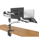 ShoppingAll Support à bras entièrement réglable pour deux écrans et adaptateur pour ordinateur portable - Blanc-Rangez vos câbles de manière ordonnée et organisée grâce aux clips de câbles intégrés