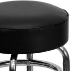 Flash Furniture - Tabouret de bar chromé à double anneau avec siège noir-Siège rembourré en vinyle noir