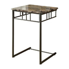 Monarch Specialties - 3043 Table D'Appoint - Marbre Espresso/Metal Bronze-Quelle façon efficace de manger ou boire sur votre canapé ! Cette table casse-croûte dotée d'un fini marbre cappuccino offre assez d'espace pour y poser vos goûters, boissons et repas. Sa base en métal bronzé offre un support solide et une touche d'élégance qui convient à tout décor.
