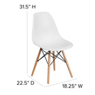 Flash Furniture - 2 pièces Chaise de la série Elon en plastique blanc avec pattes en bois-Patins en plastique protecteurs de plancher