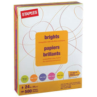 Staples Brights- Papier de copie couleur néon, lettre, 8 1/2 po x 11 po, couleurs variées, rame-8 1/2 po x 11 po