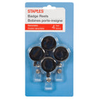 Staples - Porte-cartes rétractables, noir, paquet de 4-Le porte-carte offre 24 po de fil métallique rétractable qui sâ€™allonge et se rétracte sans effort