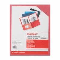 Staples - Portfolio à deux pochettes - 5 couleurs - paquet de 10-Idéal pour organiser vos projets, présentations ou documents
