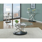 Brassex – Table d'appoint Chantal, argent/noir (275-06)-Design de la base à motif en croisé unique