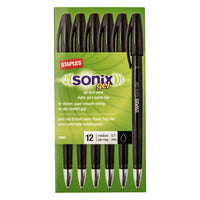 Staples® - Stylos Sonix à encre gel, 0,7 mm, noir, paq./12-Écriture très lisse
