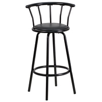 Flash Furniture – Tabouret de bar en vinyle avec dossier couronne, 30 po, noir-Tabouret de style transitionnel