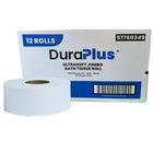 DuraPlus - Universal Jumbo 2 épaisseurs de papier hygiénique - 1000' - Blanc - Paquet de 12-Le produit a des dimensions de 3.5 po x 1000 pieds