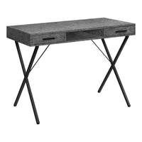 Monarch Specialties - 7795 Bureau 42 po - Fausse Pierre Grise/Metal Noir-Bureau d'ordinateur polyvalent, idéal pour tous les ordinateurs portables ou tablettes. Surface facile à nettoyer