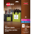 Avery - Étiquettes carrées blanches, pour impression jusqu’au bord, permanentes, 1 1/2 po x 1 1/2 po, paquet de 300 (22806)-Ne s’écornent pas, ne tombent pas 