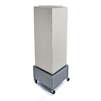 Azar Displays – Présentoir de sol à panneaux perforés emboîtables sur 4 côtés à roulettes, 40 x 14 x 14 po, blanc (701415-WHT)-Surmontoir pour affiche inclus