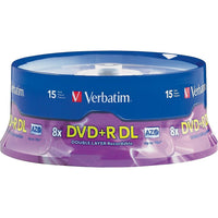 Verbatim - DVD+R DL 8,5 Go, 8x, paquet cyl./15-Capacité : 8,5 Go sur un disque à un seul côté - aucun besoin de tourner le disque   