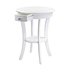Winsome – Table d’appoint Sasha ronde, blanc-Table d’appoint ronde en bois avec tiroir et tablette