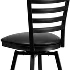 Flash Furniture – Tabouret de bar pivotant HERCULES en métal noir, dossier à traverses horizontales, assise en vinyle noir-Siège rembourré en mousse épaisse de 2.5 pouce