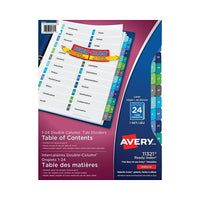 Avery – Intercalaires de table des matières Double Column à 2 colonnes - 24 onglets - paq./1 - multicolores-Intercalaires préimprimés 