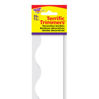 TREND enterprises, Inc. - Terrific Trimmers, 2-1/4po x 39 pi, blanc, paquet de 12-Bordures décoratives de papier précoupé pour les présentations et l'artisanat