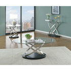 Brassex – Table basse Chantal, argent/noir (275-02)-Design de la base à motif en croisé unique