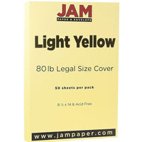 JAM Paper - Papier cartonné mat de format légal 8,5 x 14 po, 80 lb, jaune clair, 50/paquet (16729341)-Papier cartonné jaune clair
