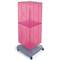 Azar Displays – Présentoir de sol à panneaux perforés emboîtables sur 4 côtés et à roulettes, 40 x 14 x 14 po, rose (701436-PNK)-Pivote sur une base carrée à roulettes