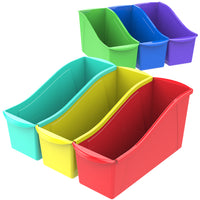 Storex grand bac à livre - couleurs assorties - paquet de 6-Les grands bacs sont conçus pour plus profonds 15” tablettes et ordinateurs de bureau.