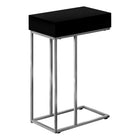 Monarch Specialties - 3773 Table D'Appoint - 25 po H/Noir/Metal Argent-Table d'appoint en forme de C avec une base qui peut être glissee sous la plupart des canapes et des chaises pour garder les objets a proximite lorsque vous êtes assis