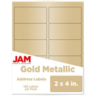 JAM Paper Étiquettes d'adresse postale - 4 po x 2 po - Feuille dorée mate - Paquet de 120-Emballage anglais seulement