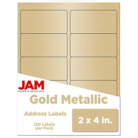 JAM Paper Étiquettes d'adresse postale - 4 po x 2 po - Feuille dorée mate - Paquet de 120-Emballage anglais seulement