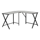 Monarch Specialties - 7196 Bureau - 55 po L/Dessus Gris De Coin/Metal Noir-Bureau d'ordinateur en coin simple et contemporain en forme de L avec des surfaces de travail spacieuses