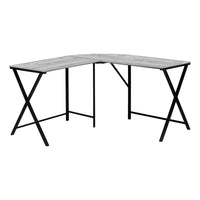 Monarch Specialties - 7196 Bureau - 55 po L/Dessus Gris De Coin/Metal Noir-Bureau d'ordinateur en coin simple et contemporain en forme de L avec des surfaces de travail spacieuses