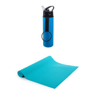 Bodico - Ensemble de fitness avec Tapis de yoga antidérapant et bouteille d'eau de sport en silicone, bleu-L'ensemble comprend un tapis de yoga et une bouteille d'eau en silicone, un combo parfait pour vos entraînements