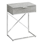 Monarch Specialties - 3471 Table D'Appoint - 24 po H/Gris Cimente/Metal Chrome-Dessus de table rectangulaire spacieux fini en gris ciment