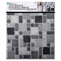 CTG Brands Square Wall Tile, 10" x 10", Grey, 6 Pack-Ensemble : livré dans une boîte de 6 feuillets de carreaux muraux de qualité supérieure, adaptés aux surfaces lisses et propres
