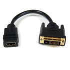 StarTech  Câble adaptateur vidéo D, HDMI vers DVI, HDMI femelle vers DVI mâle, 8 po-Le format clé de 8 po réduit le risque de bloquer les autres ports disponibles et élimine la tension des connecteurs HDMI/DVI