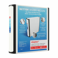 Staples - Reliure Better Binder, 2 po, blanc-Plus résistante et plus facile à utiliser