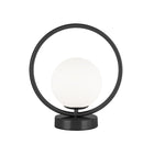 Dainolite - Lampe de table halogène moderne Adrienna, 1 lumière, noir mat et verre opale blanc-Convient aux bureaux et tables d'appoint
