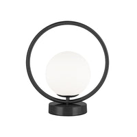 Dainolite - Lampe de table halogène moderne Adrienna, 1 lumière, noir mat et verre opale blanc-Convient aux bureaux et tables d'appoint
