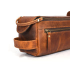 Tolredo Athens Leather Toiletry Bag Dopp Kit - Brown-Dimensions: 9 x 5 x 5 pouces