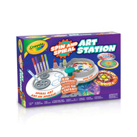 Crayola - Station d'art Spin & Spiral-Ce jeu de bricolage pour enfants comprend 3 spirales, 6 marqueurs Pip-Squeaks, 3 bouteilles d'encre, 15 disques en papier, 1 unité de base e instructions.