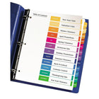 Avery − Intercalaires Ready Index avec table des matières pour imprimantes laser et jet d’encre – 12 onglets – multicolores-Onglets multicolores, Intercalaires en papier