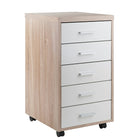 Winsome - Classeur de rangement mobile 18556 Kenner, 5 tiroirs, fini bois vieilli/blanc-En bois composite, au fini blanc et bois vieilli