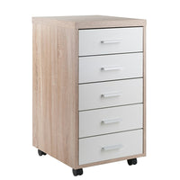 Winsome - Classeur de rangement mobile 18556 Kenner, 5 tiroirs, fini bois vieilli/blanc-En bois composite, au fini blanc et bois vieilli