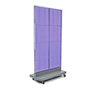 Azar Displays – Présentoir à panneau perforé de 2 côtés, 32 larg. x 60 prof. po, base à roues, violet translucide (700732-PUR)-Comprend une bande de support d’affiche en acrylique sur une base à roues de 32 larg. x 6 haut. (po)