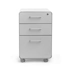 Poppin - Classeur Stow à 3 tiroirs, blanc + gris clair avec patins ou roulettes-2 clés et 1 serrure sécurisent les 3 tiroirs