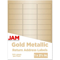 JAM Paper Étiquettes d'adresse postale - 2 5/8 po x 1 po - Feuille dorée mate - Paquet de 120-Emballage anglais seulement