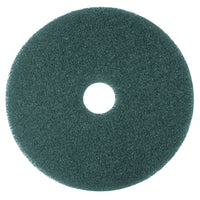 3M - Tampon de nettoyage bleu, 305 mm (12 po) Diametre, Paquet de 5-Fait de fibres de nylon et de polyester formant une structure ouverte non tissee