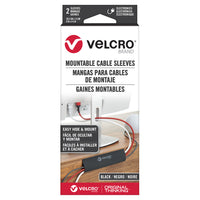 VELCRO - Manchons de câble montables de marque, 8 po L x 4,75 po l - Noir - Paquet de 2-Organisez facilement les câbles et les fils desordonnes