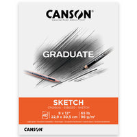 Canson - Bloc à croquis Graduate - 9 po L x 12 po H - couverture rabattable - 40 feuilles - (C31250P033)-Un carnet de croquis leger et durable pour la pratique artistique et l'etude des cours d'art