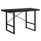 Monarch Specialties - 7311 Bureau 48 po L - Espresso/Metal Noir-Bureau d'ordinateur d'inspiration industrielle avec un dessus de bureau à panneaux épais au fini brun foncé espresso